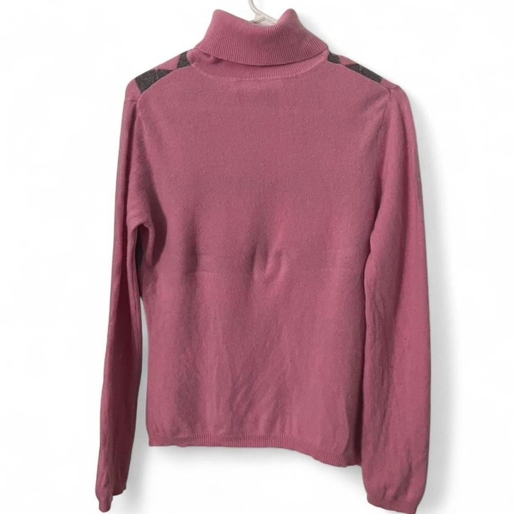 Y2K 100% CASHMERE APT.9 PINK ARGYLE TURTLENECK SWEATER - Picture 2 of 4